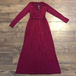 Woman’s long sleeved maxi dress red